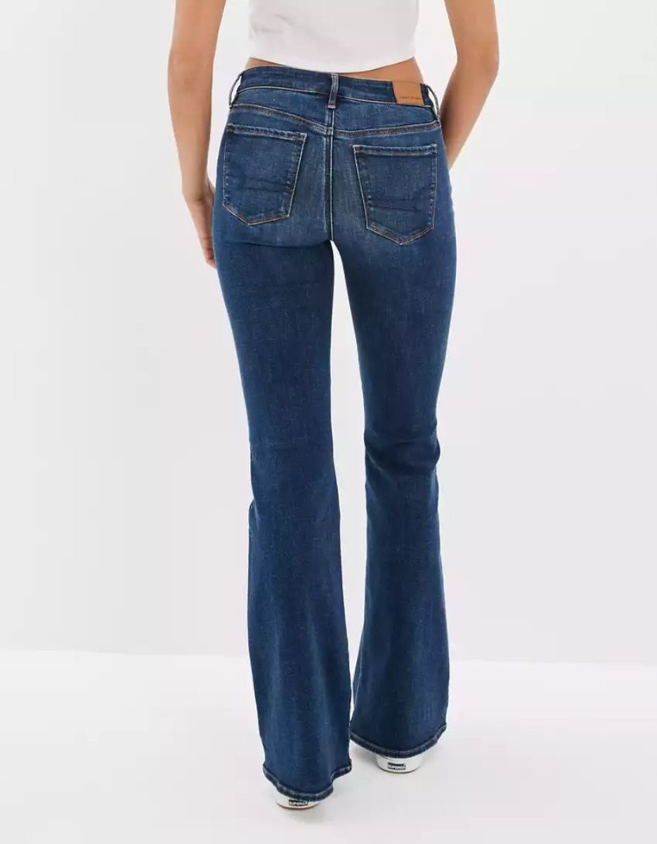 American Eagle AE Ne(x)t Level Low-Rise Flare Jeans Damen Dunkelblau | LKQRW3526