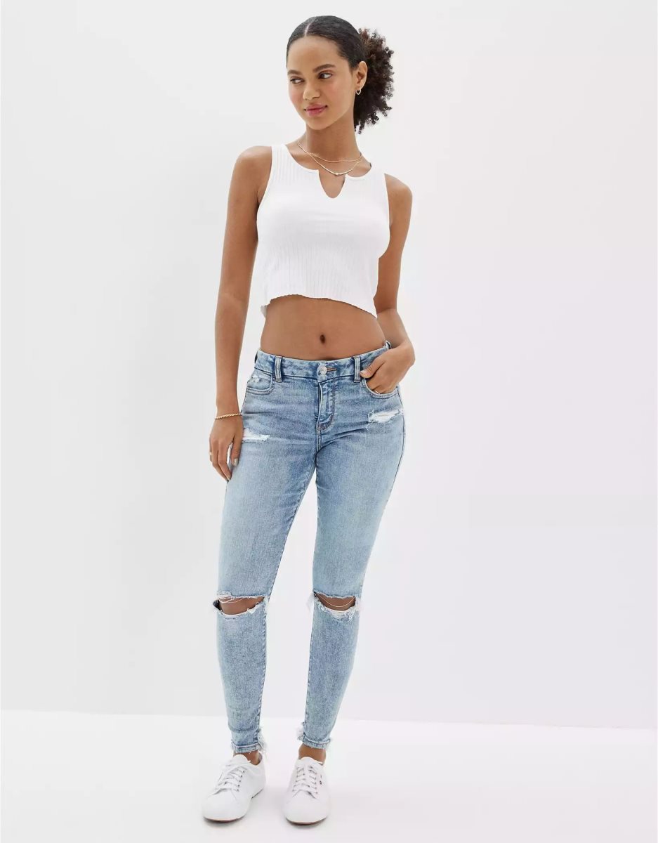 American Eagle AE Ne(x)t Level Ripped Curvy Jegging Jeans Damen Mehrfarbig | NQCPO3917