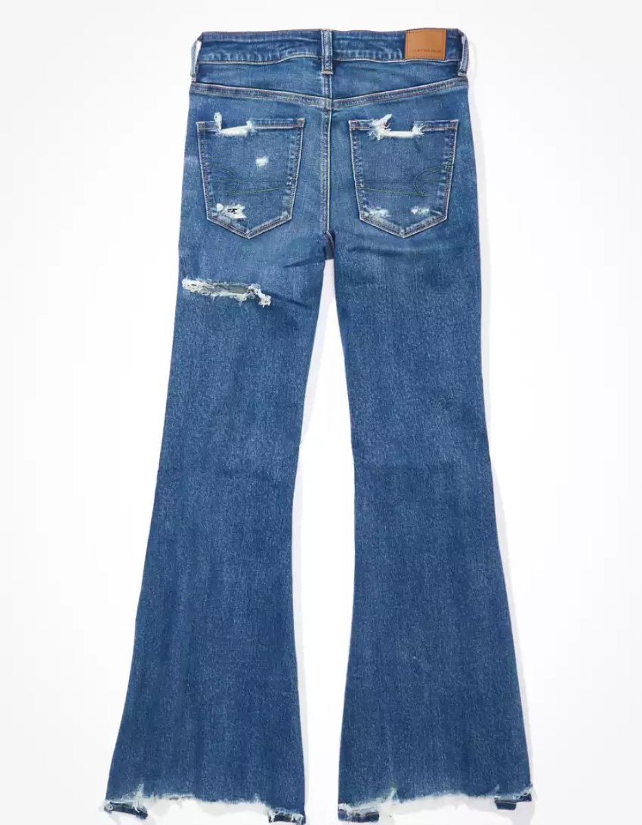 American Eagle AE Ne(x)t Level Ripped Festival Flare Jeans Damen Mehrfarbig | HJTZW6517