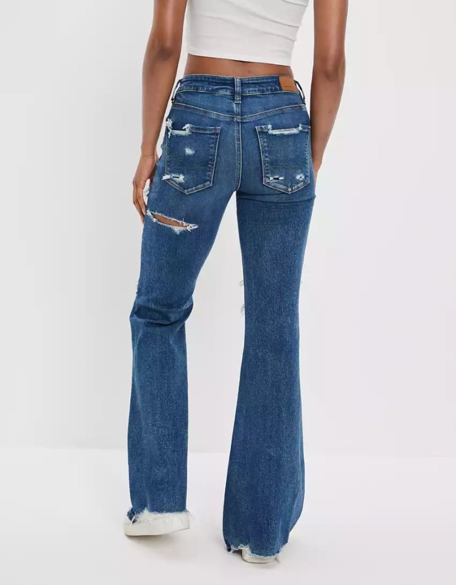 American Eagle AE Ne(x)t Level Ripped Festival Flare Jeans Damen Mehrfarbig | HJTZW6517