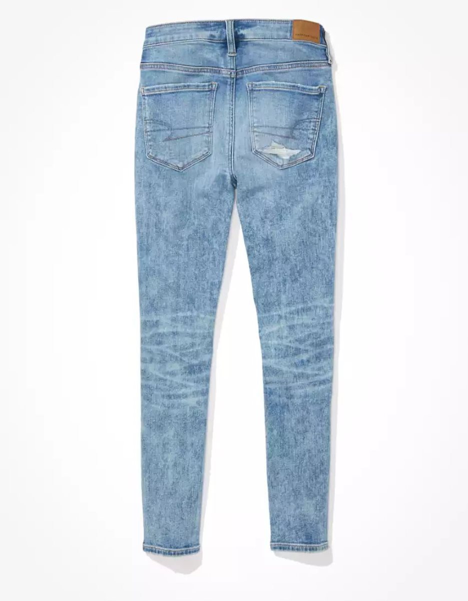 American Eagle AE Ne(x)t Level Ripped High-Waisted Jegging Crop Jeans Damen Hellwaschen | FZKIX2481