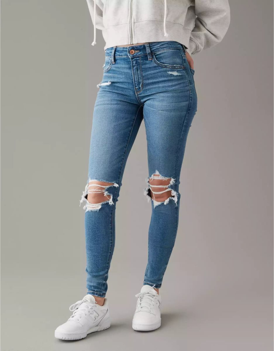 American Eagle AE Ne(x)t Level Ripped High-Waisted Jegging Jeans Damen Mehrfarbig | KNCGA4207