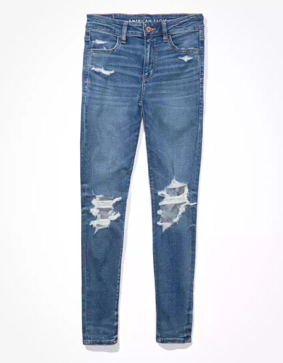 American Eagle AE Ne(x)t Level Ripped High-Waisted Jegging Jeans Damen Mehrfarbig | KNCGA4207