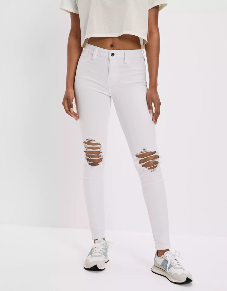 American Eagle AE Ne(x)t Level Ripped High-Waisted Jegging Jeans Damen Weiß | LUNTP2970