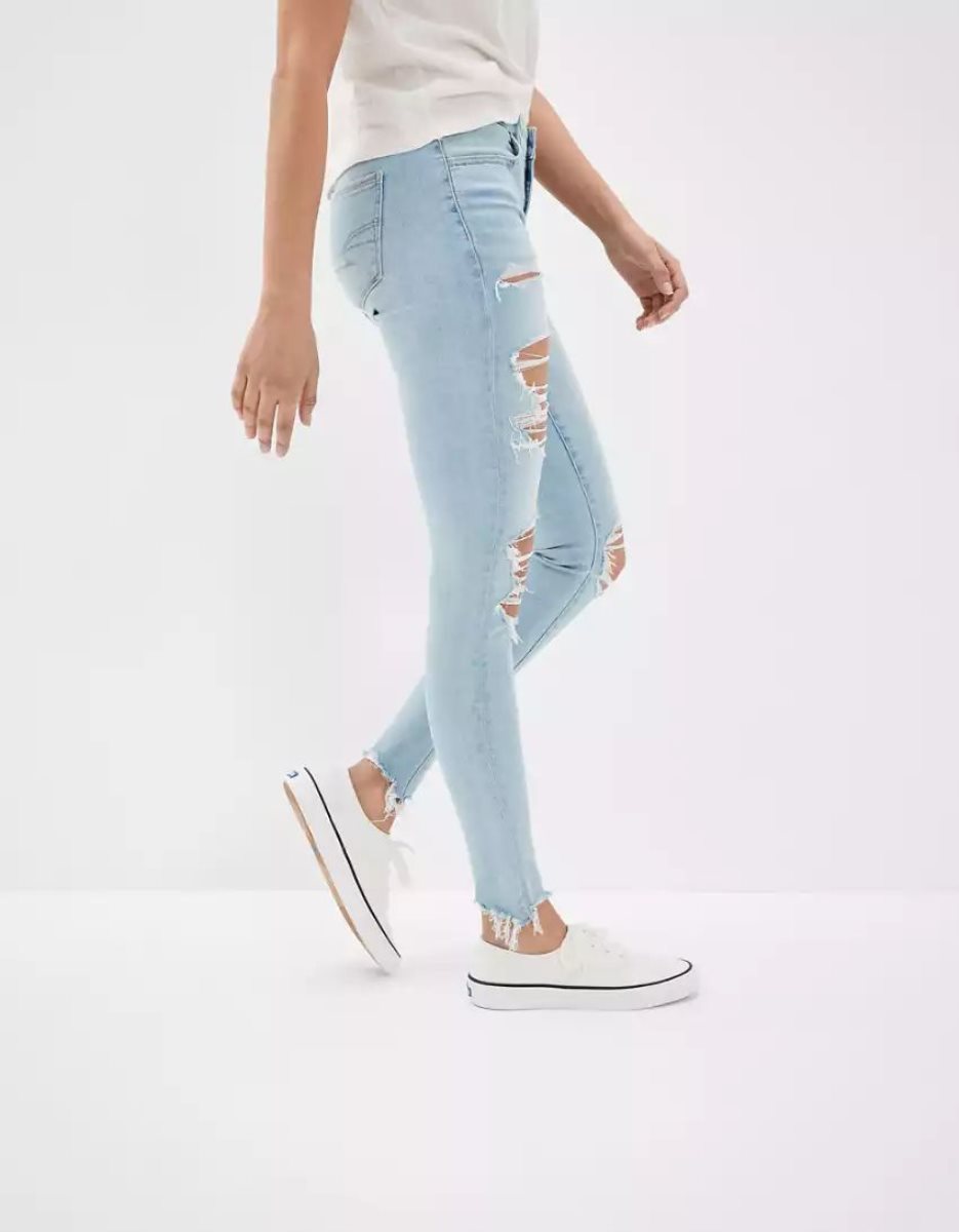 American Eagle AE Ne(x)t Level Ripped Low-Rise Jegging Jeans Damen Tiefesblau | OIQMF2596