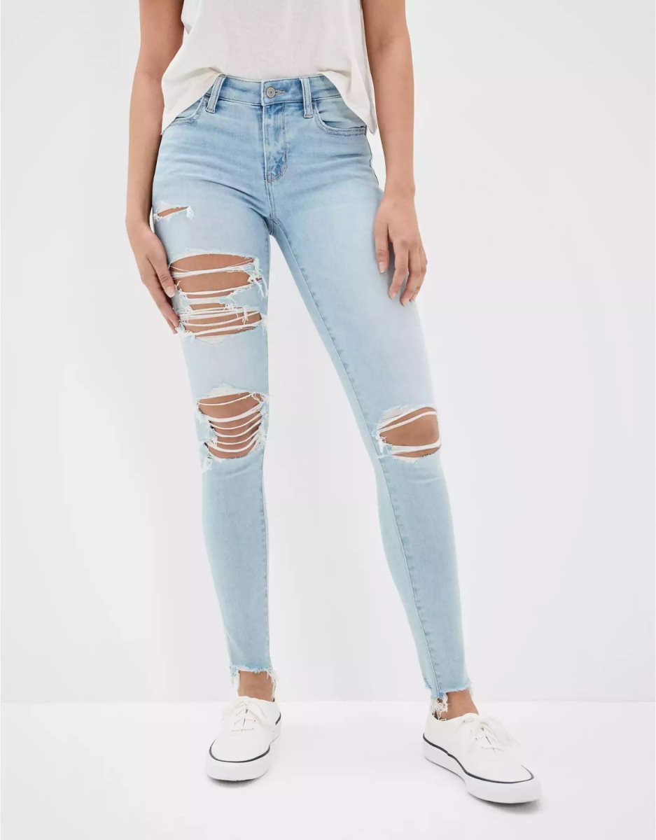 American Eagle AE Ne(x)t Level Ripped Low-Rise Jegging Jeans Damen Tiefesblau | OIQMF2596