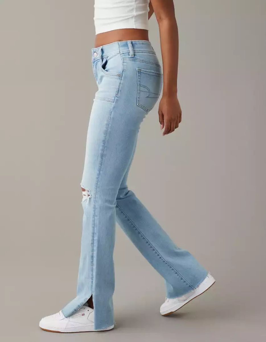 American Eagle AE Ne(x)t Level Ripped Low-Rise Kick Bootcut Jeans Damen Hellwaschen | OJWHD1643