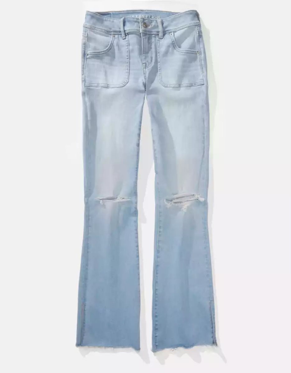 American Eagle AE Ne(x)t Level Ripped Low-Rise Kick Bootcut Jeans Damen Hellwaschen | OJWHD1643