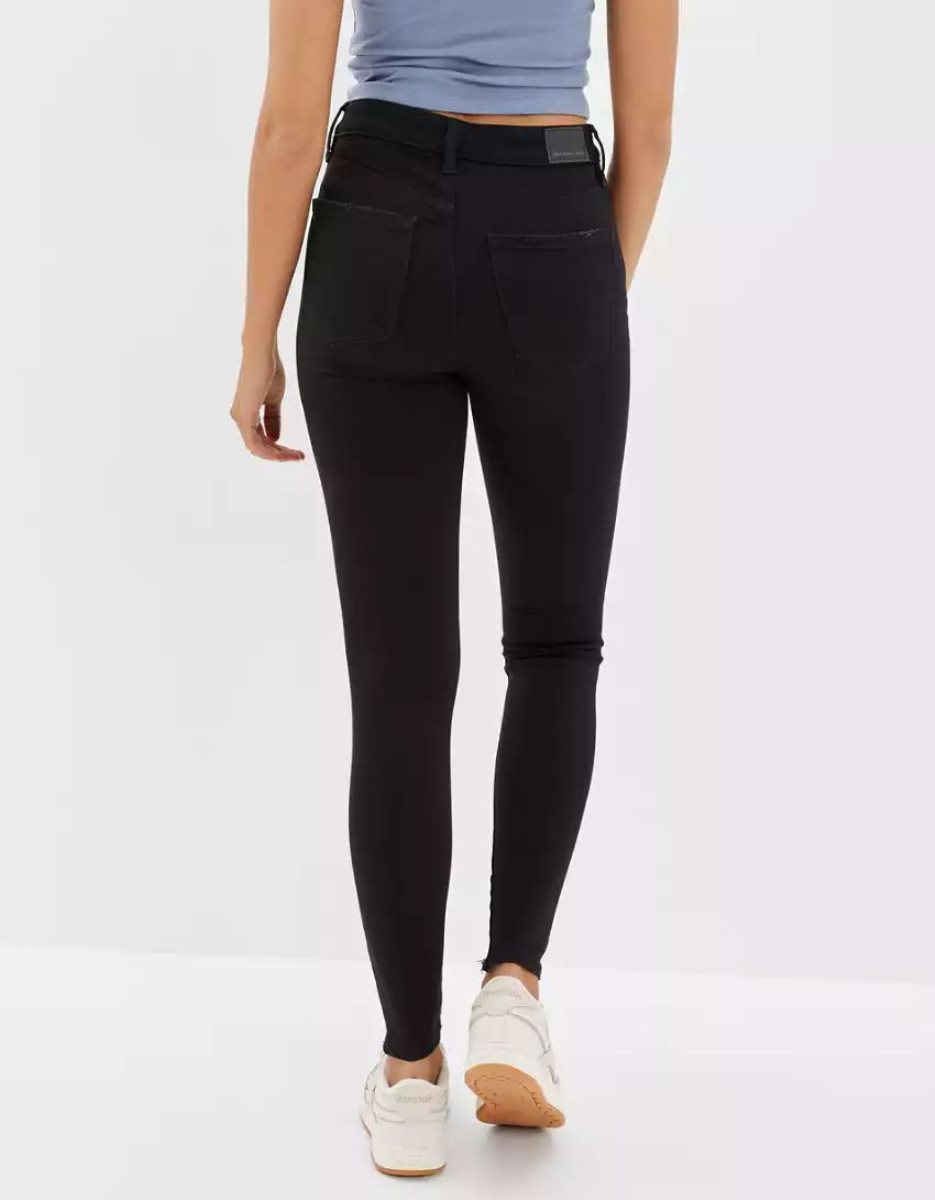 American Eagle AE Ne(x)t Level Ripped Super High-Waisted Jegging Jeans Damen Schwarz | INZBV2301