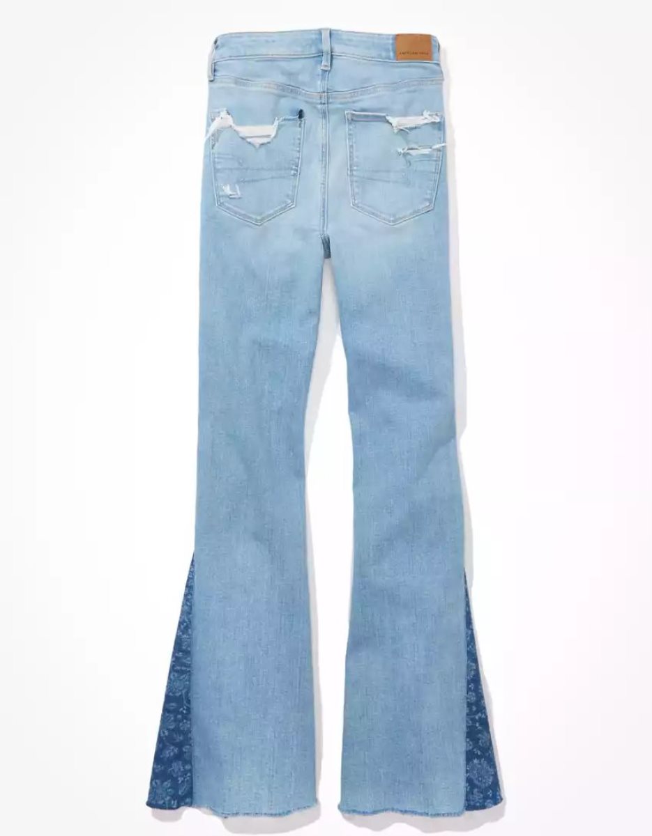 American Eagle AE Ne(x)t Level Super High-Waisted Flare Jeans Damen Hellindigo | DNXVC3681