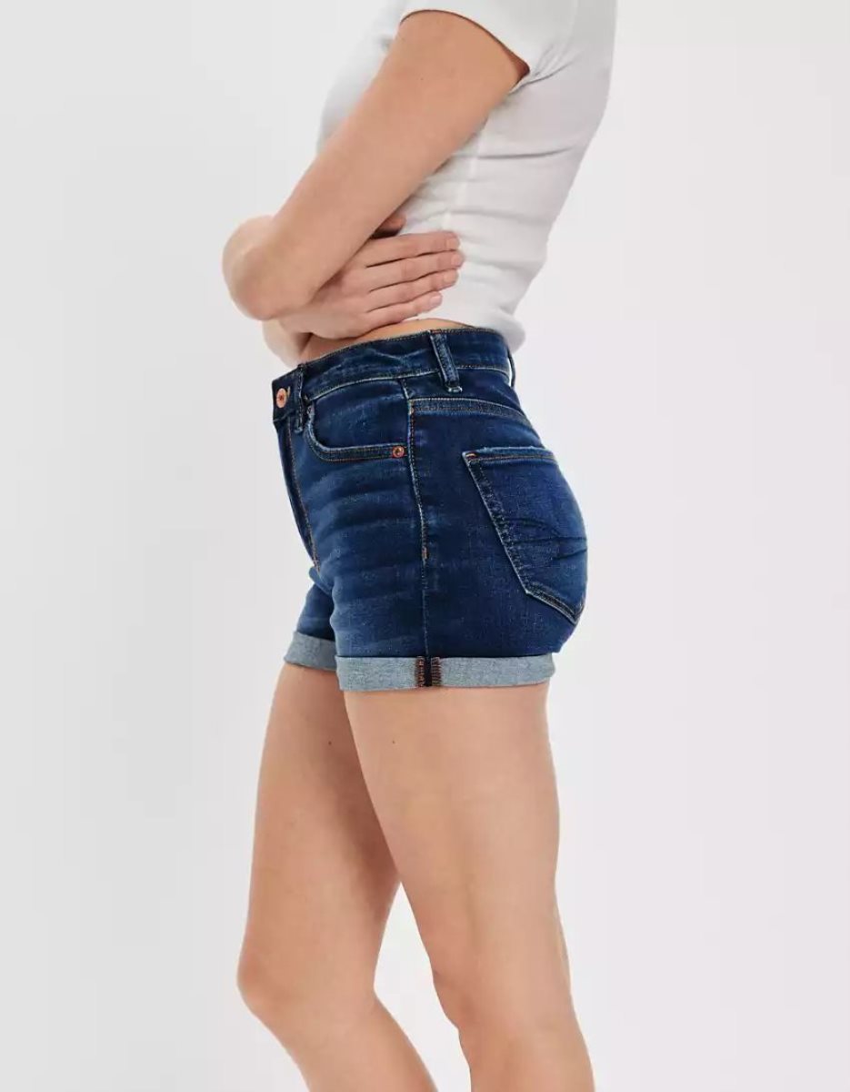 American Eagle AE Ne(x)t Level Super High-Waisted Denim GolfShorts Damen Indigo Waschen | YEBVU5018