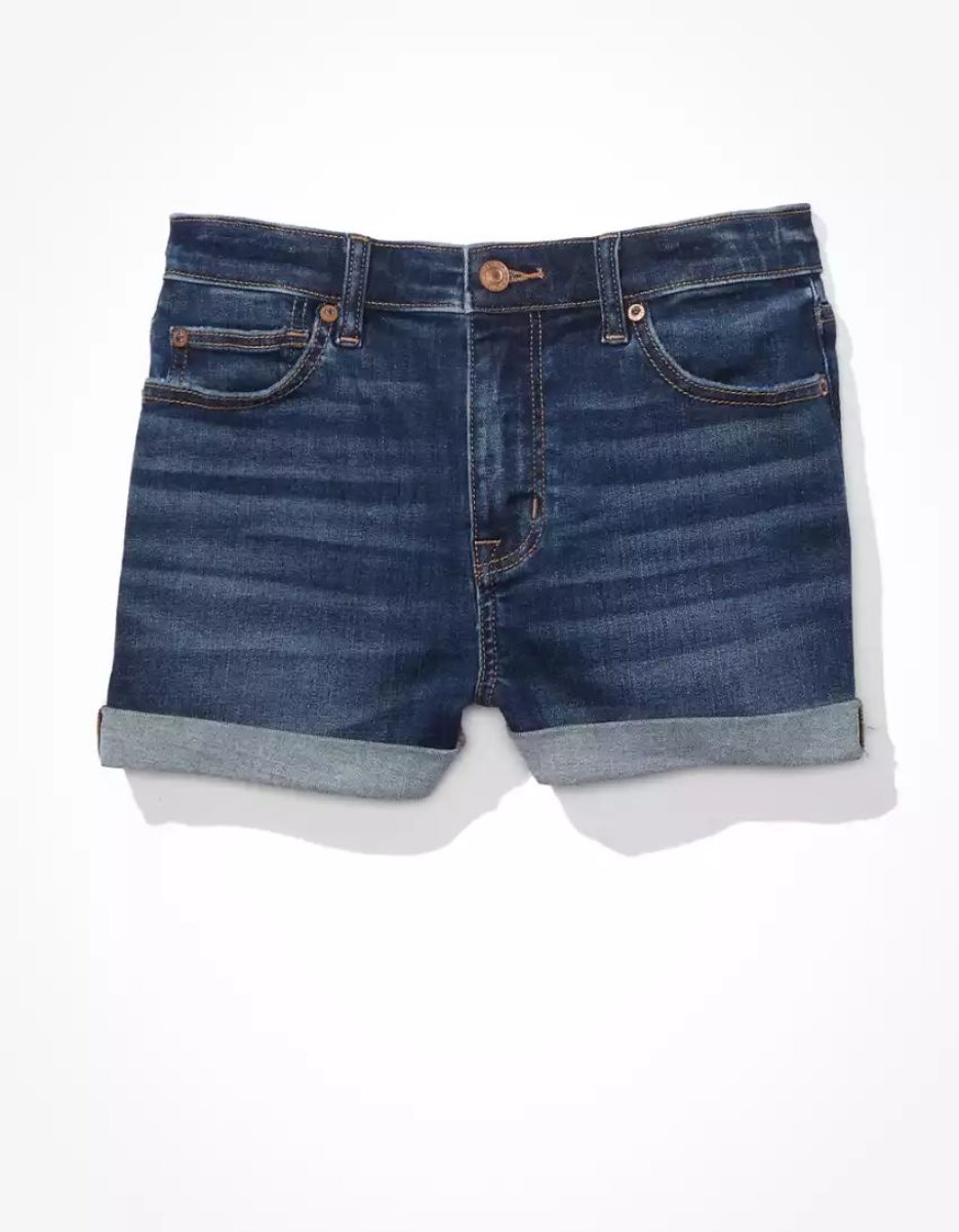 American Eagle AE Ne(x)t Level Super High-Waisted Denim GolfShorts Damen Indigo Waschen | YEBVU5018