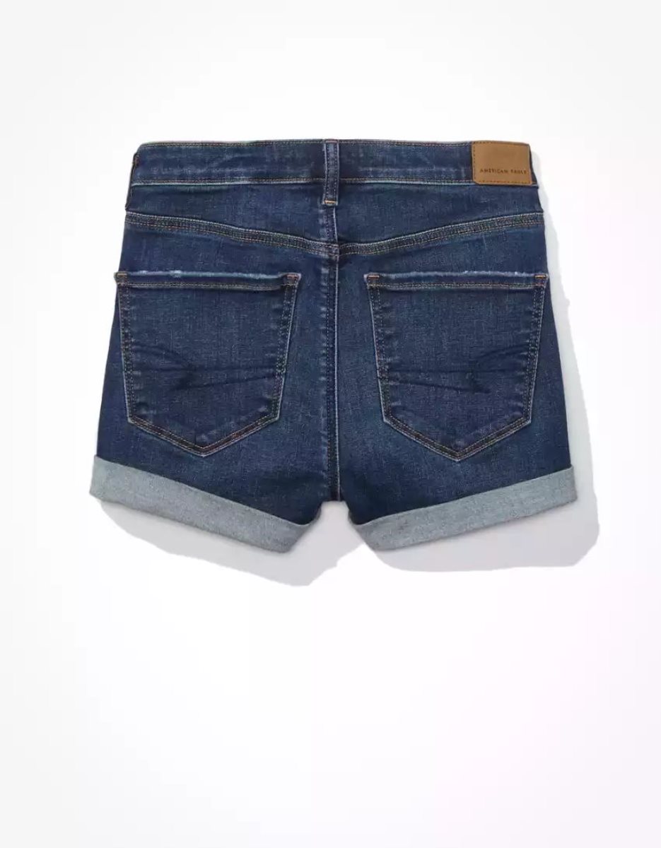 American Eagle AE Ne(x)t Level Super High-Waisted Denim GolfShorts Damen Indigo Waschen | YEBVU5018