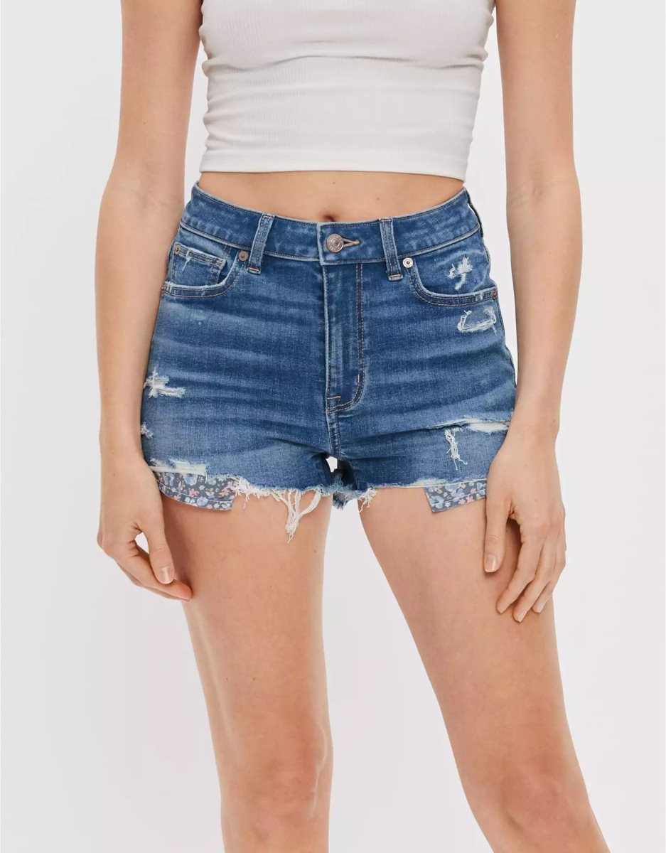 American Eagle AE Ne(x)t Level Super High-Waisted Denim GolfShorts Damen Hellindigo | ZDOLV1692