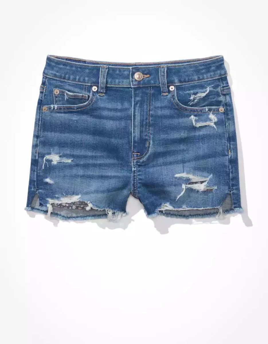 American Eagle AE Ne(x)t Level Super High-Waisted Denim GolfShorts Damen Hellindigo | ZDOLV1692