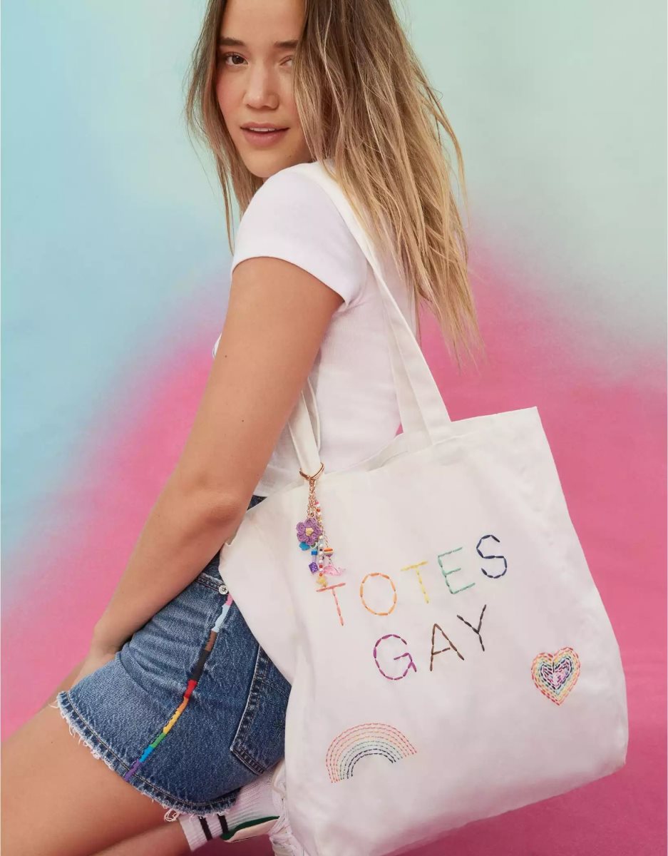 American Eagle AE Olivia Ponton Pride Tote Tasche Damen Weiß | TFACN7861