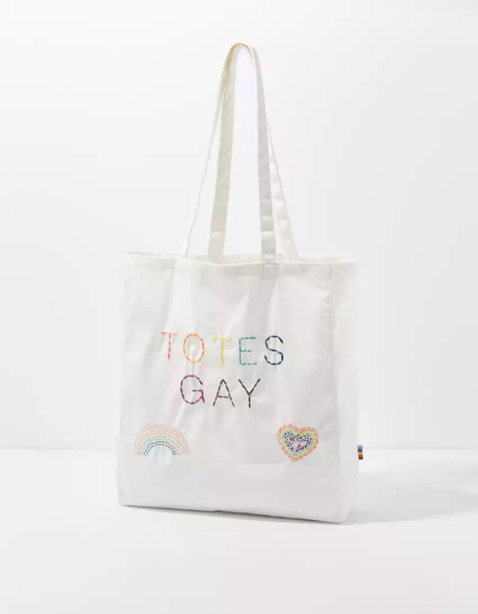 American Eagle AE Olivia Ponton Pride Tote Tasche Damen Weiß | TFACN7861