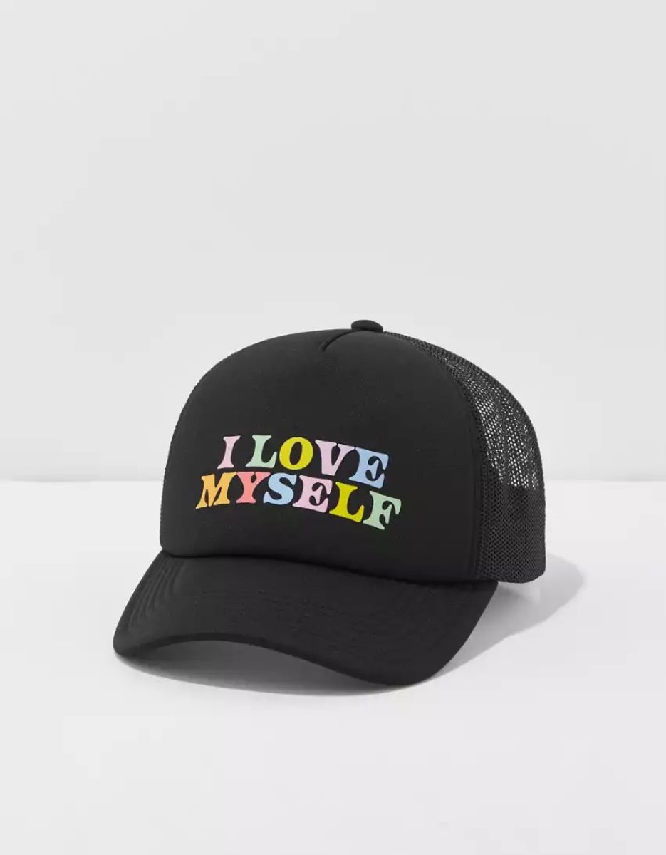 American Eagle AE Olivia Ponton Pride Trucker Hüte Damen Schwarz | DCFNT1950