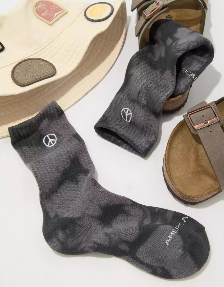 American Eagle AE Peace Sign Crew Socken Herren Schwarz | EZKFM5417