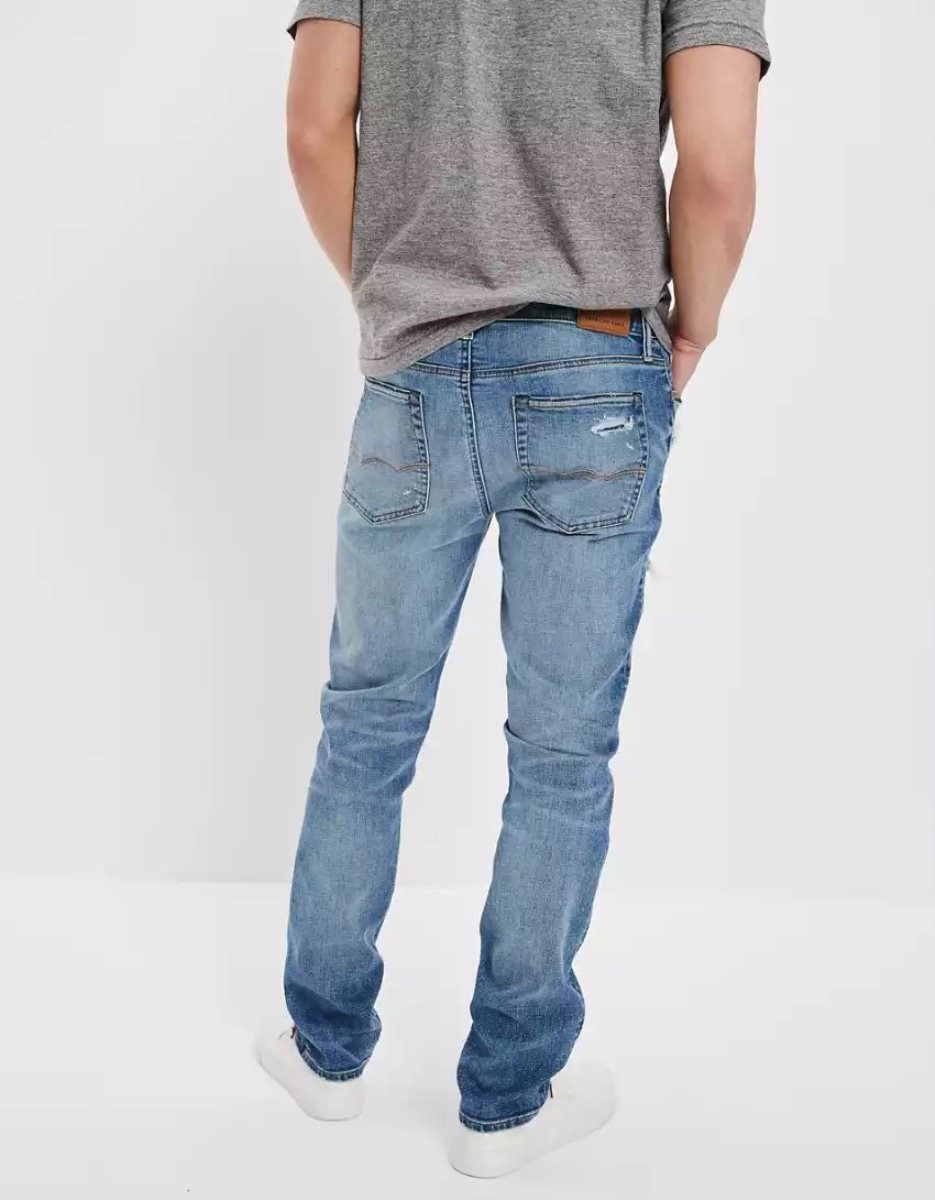 American Eagle AE Pride AirFlexPatched Slim Jeans Herren Blau | RSJNP3250