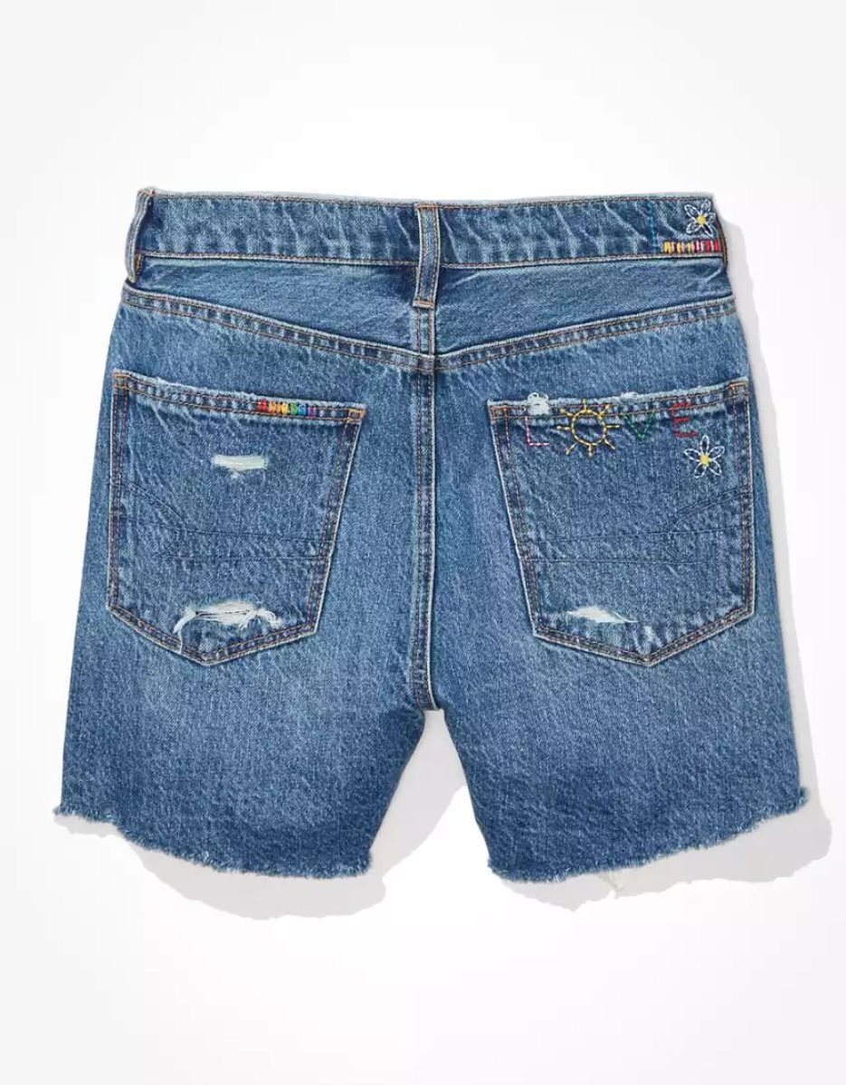 American Eagle AE Pride Denim Highest Taille Baggy GolfShorts Damen Hellwaschen | XQKZJ7645