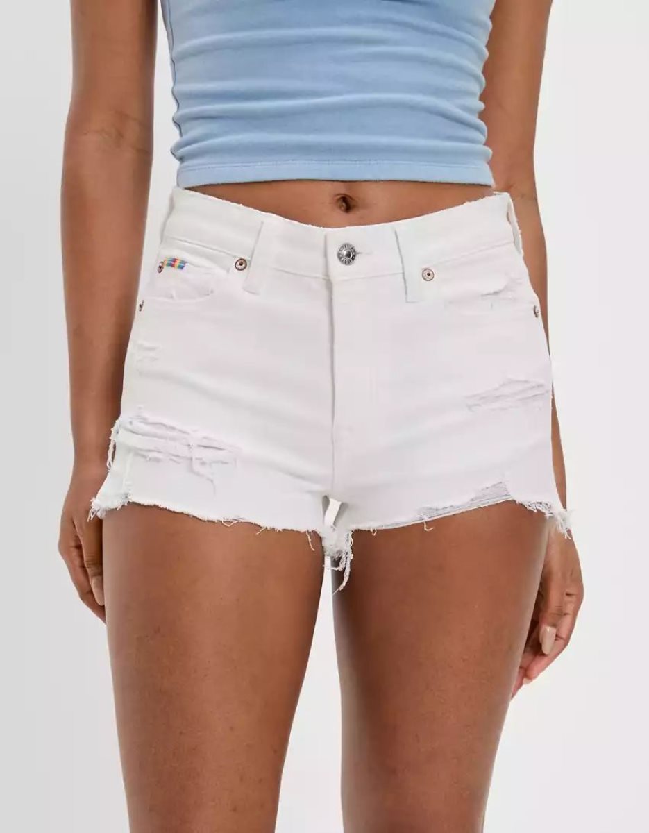 American Eagle AE Pride Ne(x)t Level High-Waisted Denim GolfShorts Damen Weiß | ENKTD4861