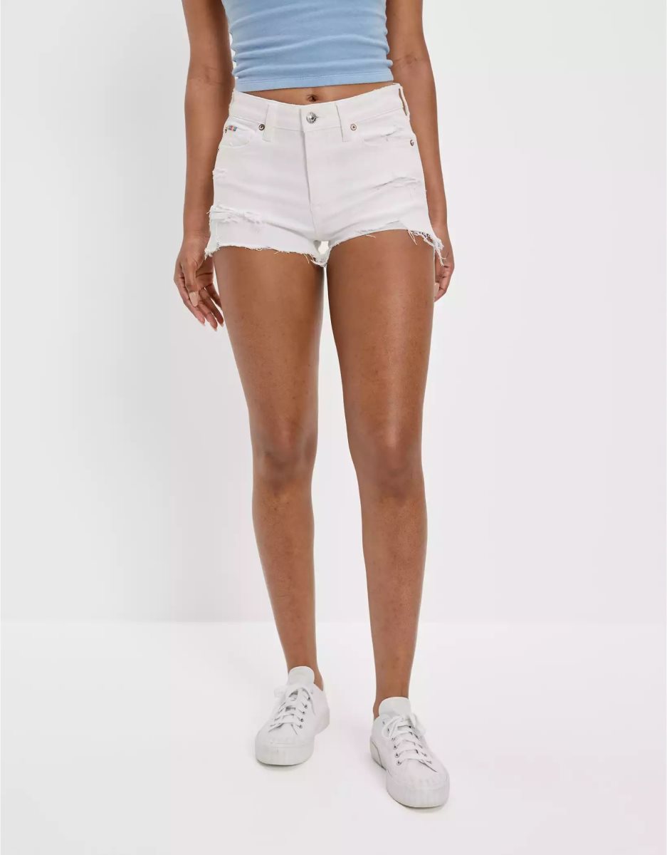 American Eagle AE Pride Ne(x)t Level High-Waisted Denim GolfShorts Damen Weiß | ENKTD4861