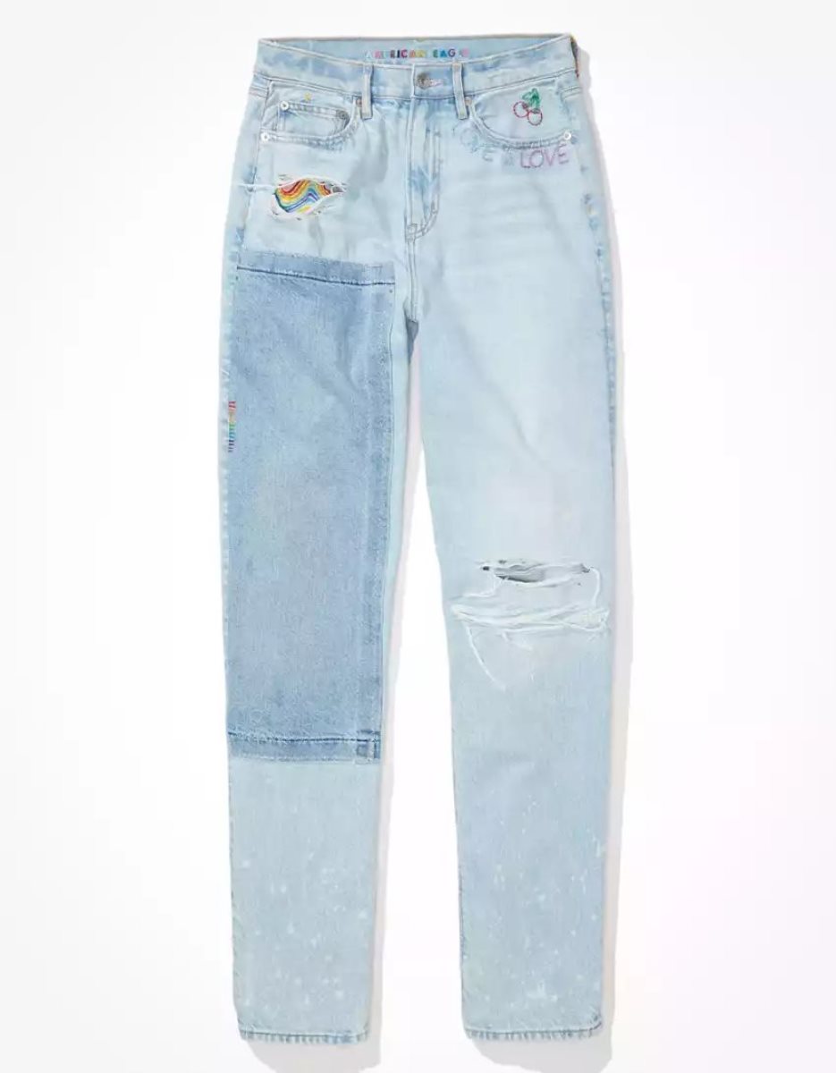 American Eagle AE Pride Strigid Highest Taille Baggy Gerade Jeans Damen Hellwaschen | DHLKG2815