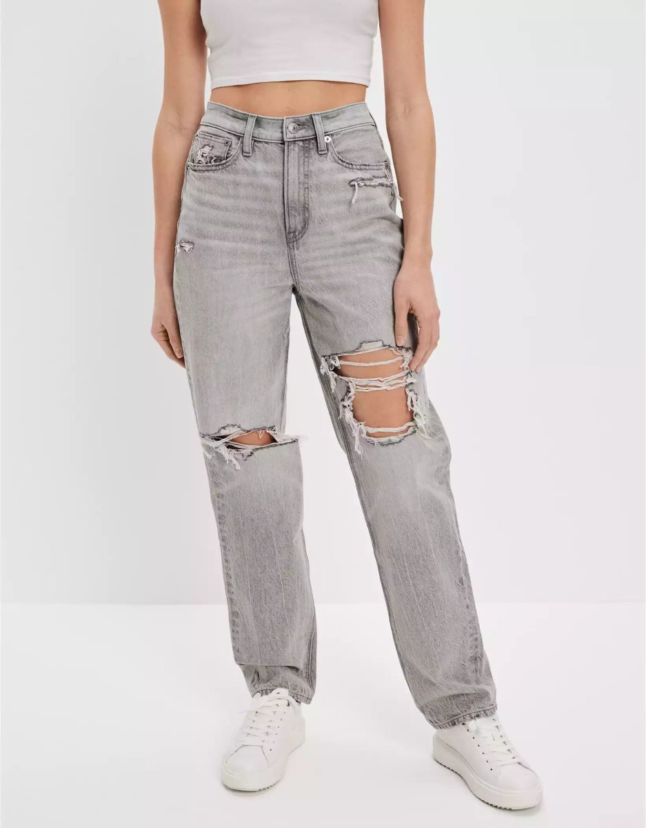 American Eagle AE Ripped Highest Taille '90s Boyfriend Jeans Damen Grau | KHPSR9621