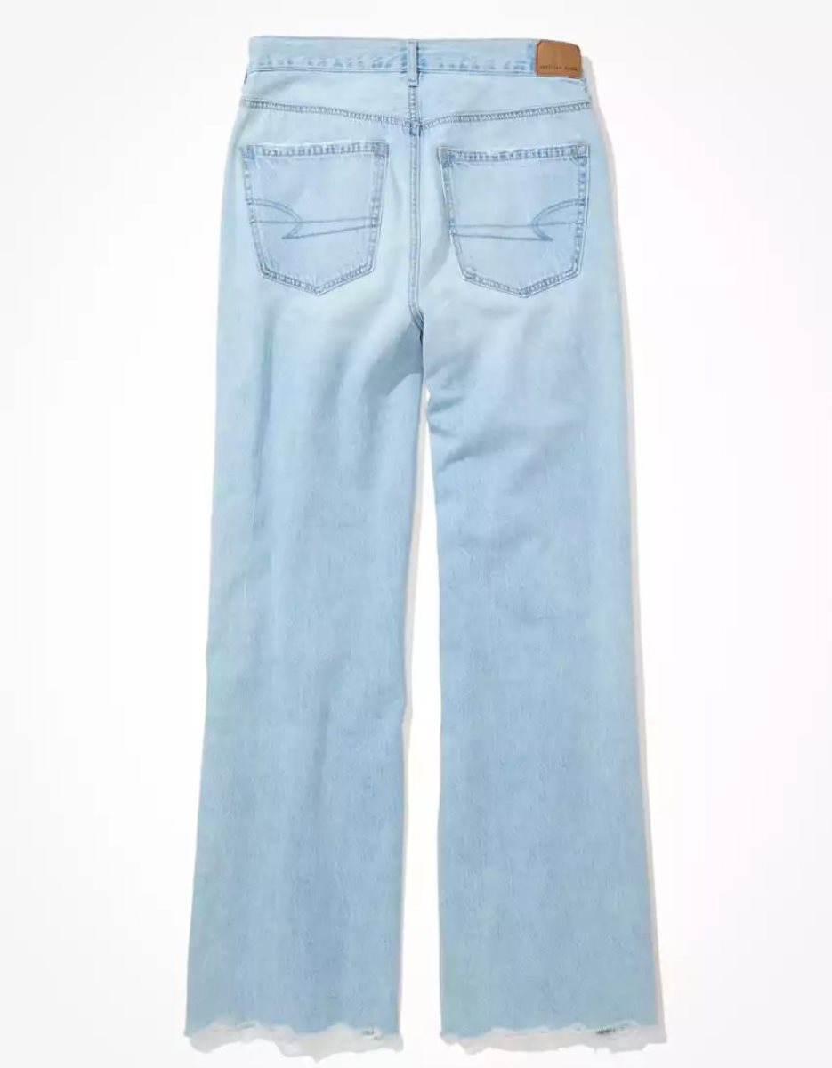 American Eagle AE Ripped Super High-Waisted Baggy Weite-Leg Jeans Damen Hellwaschen | DKQRB4286