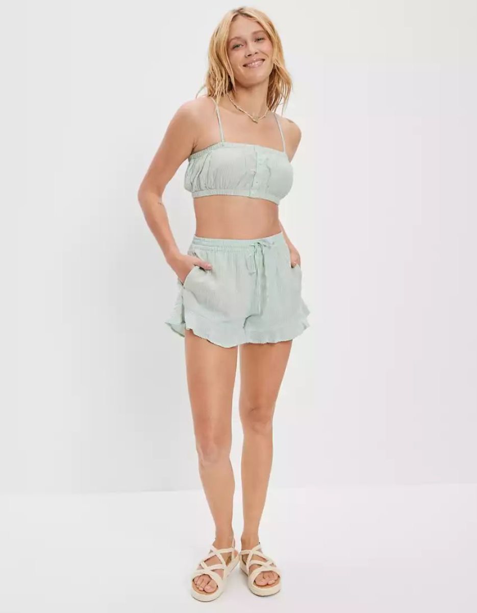 American Eagle AE Ruffle GolfShorts Damen Grün | CDBWQ4658