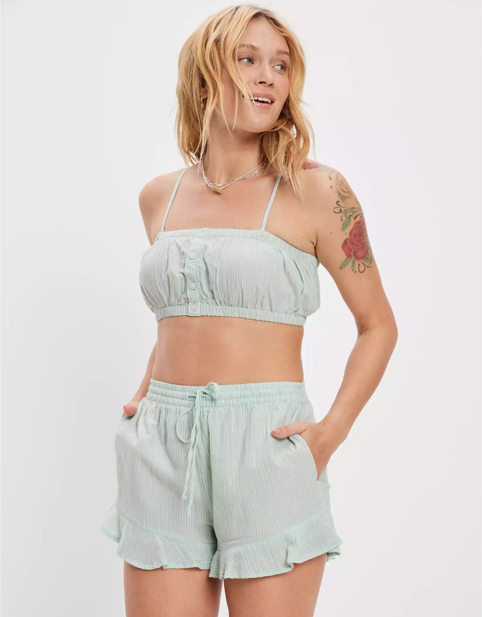 American Eagle AE Ruffle GolfShorts Damen Grün | CDBWQ4658