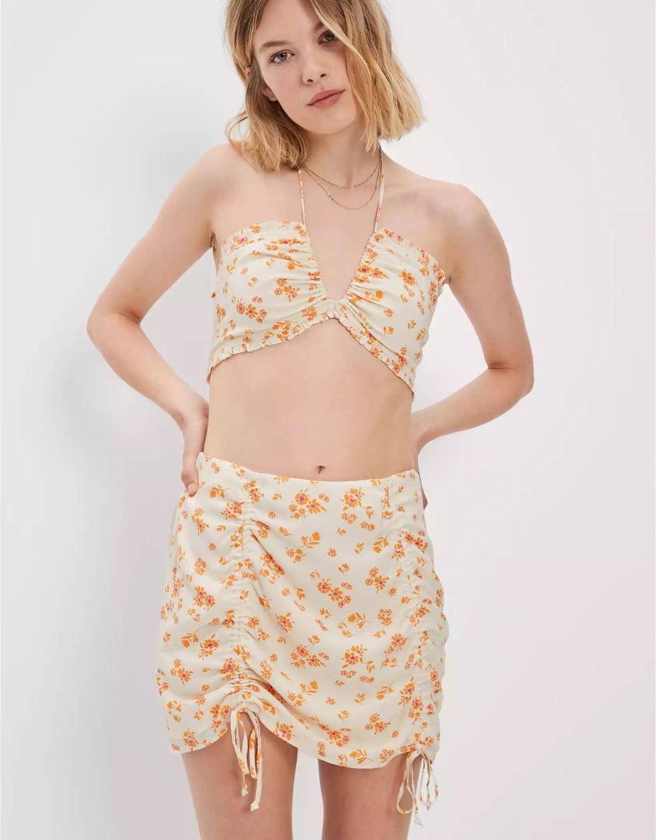 American Eagle AE Silky Floral Mini GolfSkirts Damen Orange | CBHZJ9651