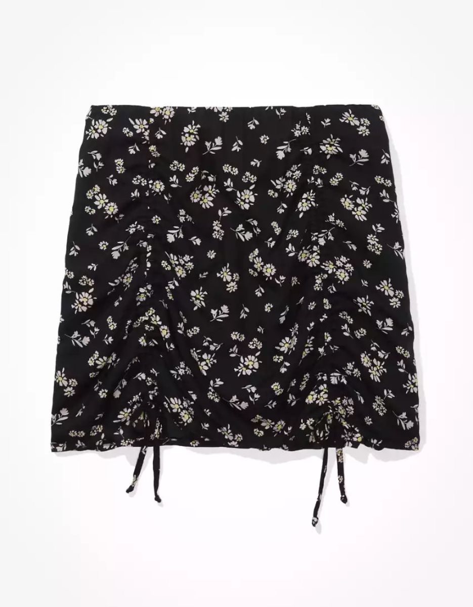 American Eagle AE Silky Floral Mini GolfSkirts Damen Schwarz | ZXMSD1695