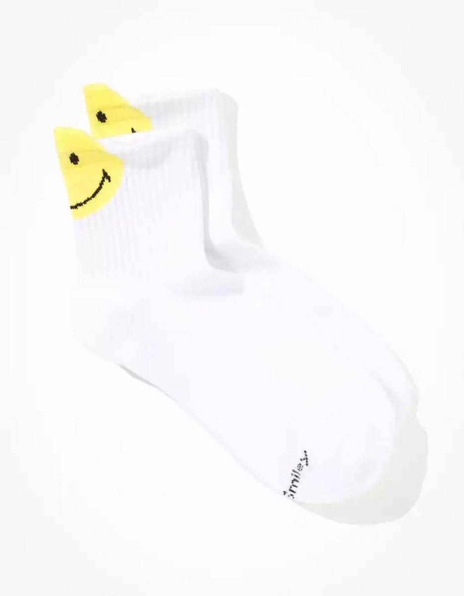 American Eagle AE Smiley Heel Boyfriend Sock Socken Damen Weiß | NFQYS0675