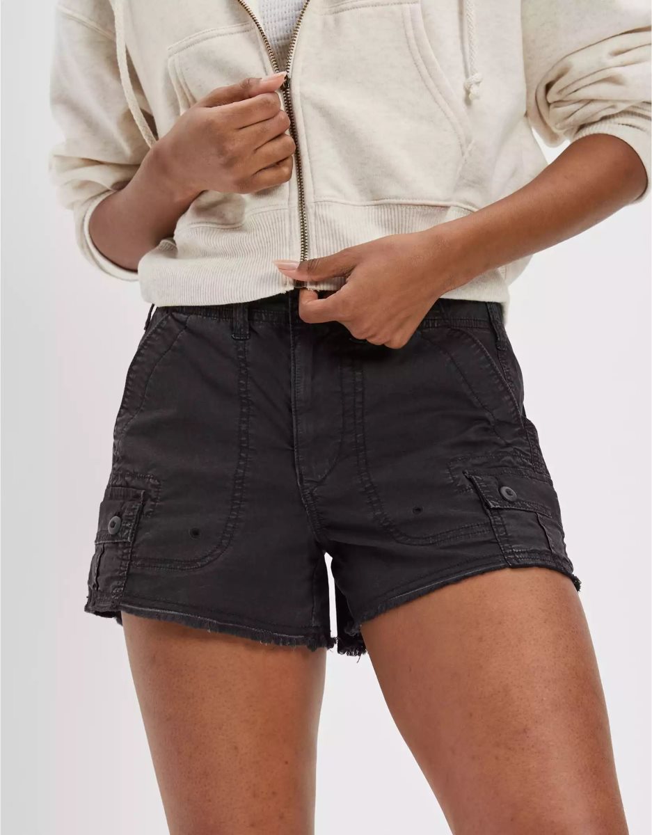 American Eagle AE Snappy Stretch '90s Boyfriend Cargo GolfShorts Damen Schwarz | HGFZL1427