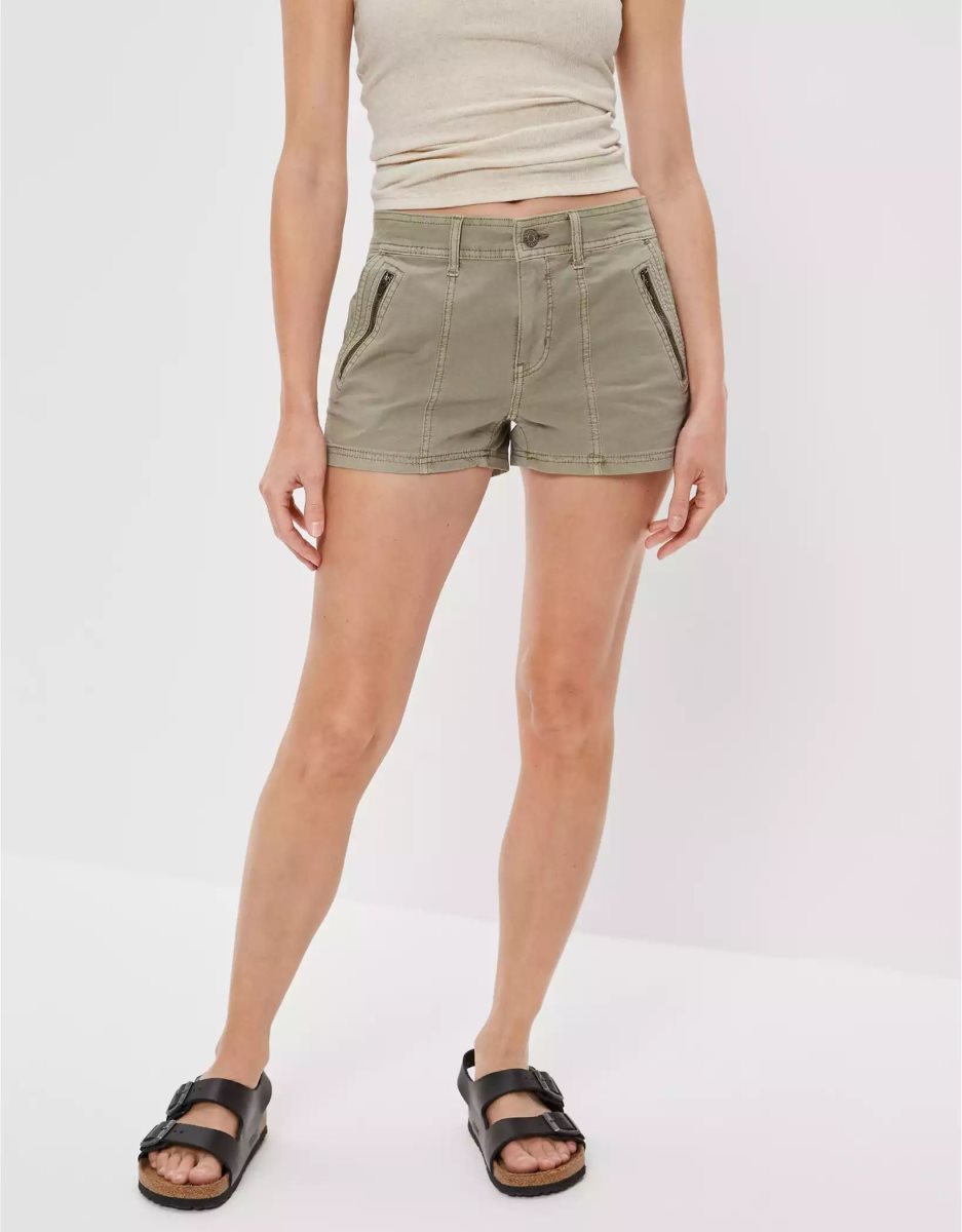 American Eagle AE Snappy Stretch Low-Rise GolfShorts Damen Olivgrün | IVXFY5901