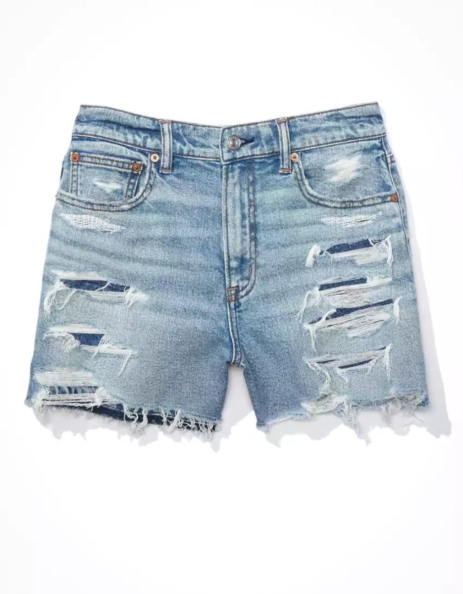 American Eagle AE Stretch Denim Highest Taille '90s Boyfriend GolfShorts Damen Indigo Waschen | CFHBG4720