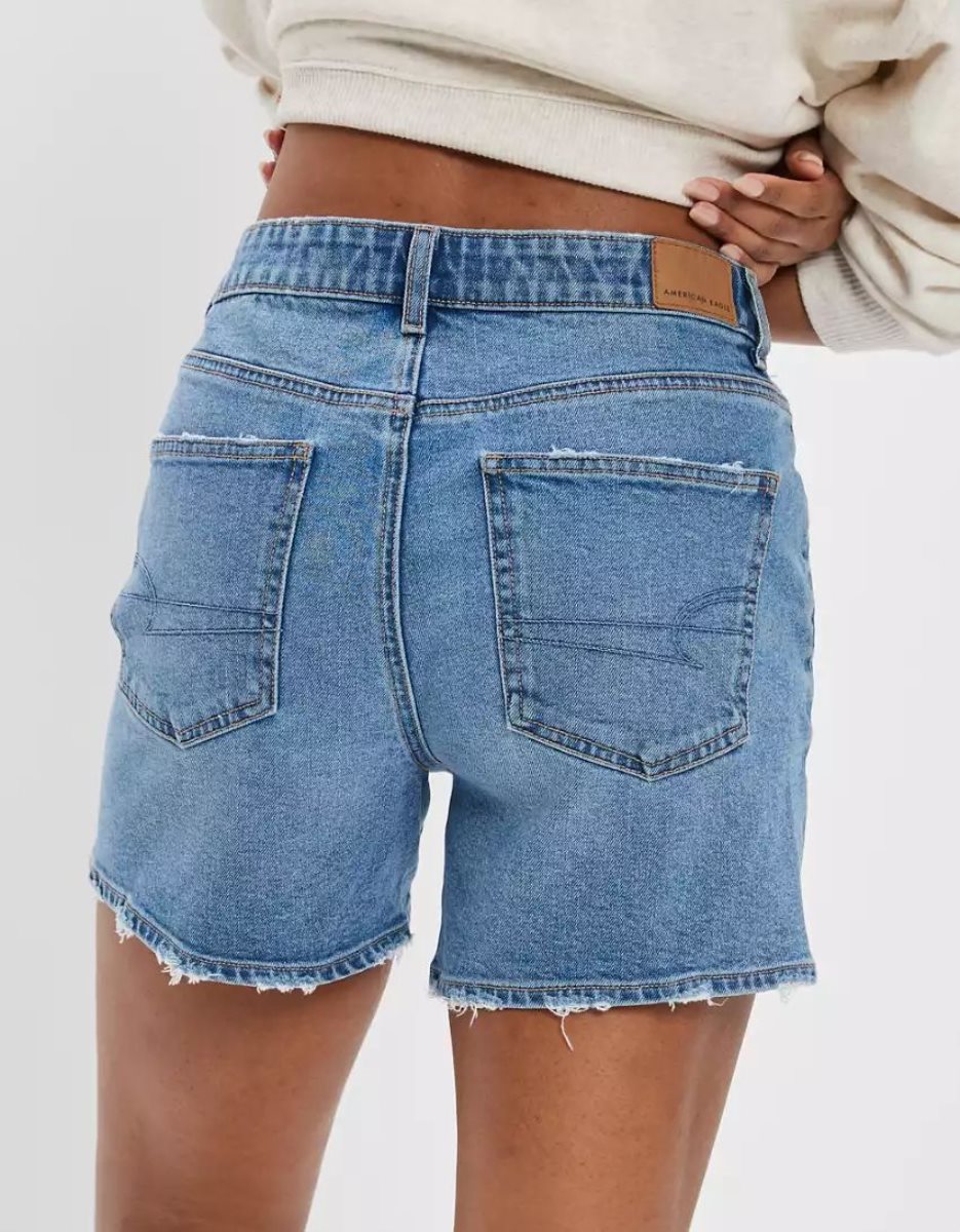 American Eagle AE Stretch Denim Highest Taille Baggy GolfShorts Damen Indigo Waschen | XHFUW4263