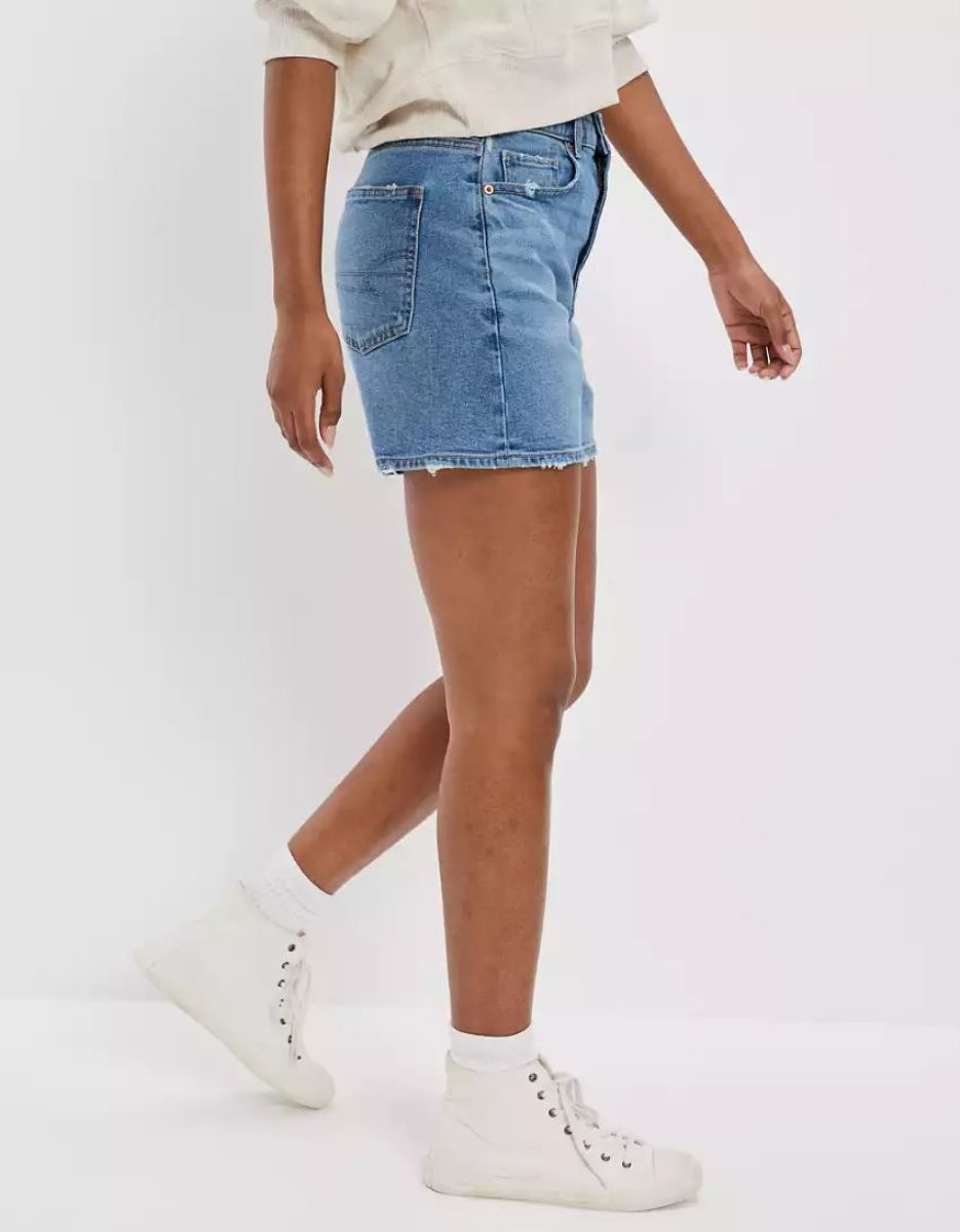 American Eagle AE Stretch Denim Highest Taille Baggy GolfShorts Damen Indigo Waschen | XHFUW4263