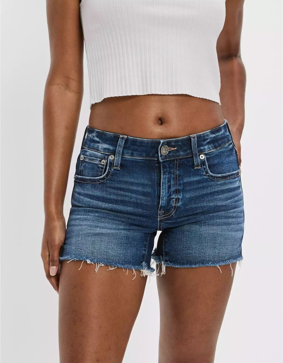 American Eagle AE Stretch Denim Midi GolfShorts Damen Dunkelindigo Waschen | VECGY7054