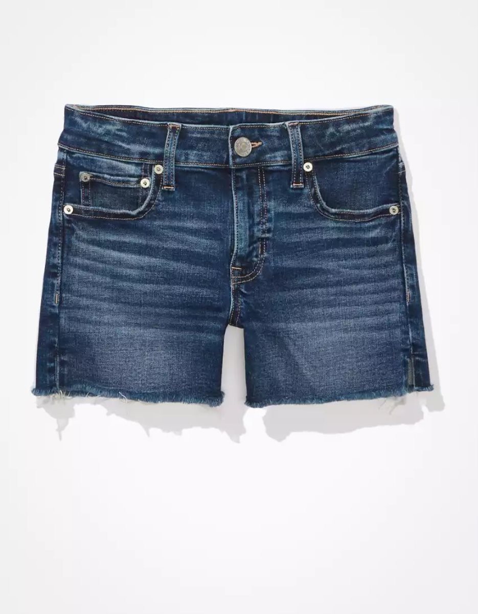 American Eagle AE Stretch Denim Midi GolfShorts Damen Dunkelindigo Waschen | VECGY7054