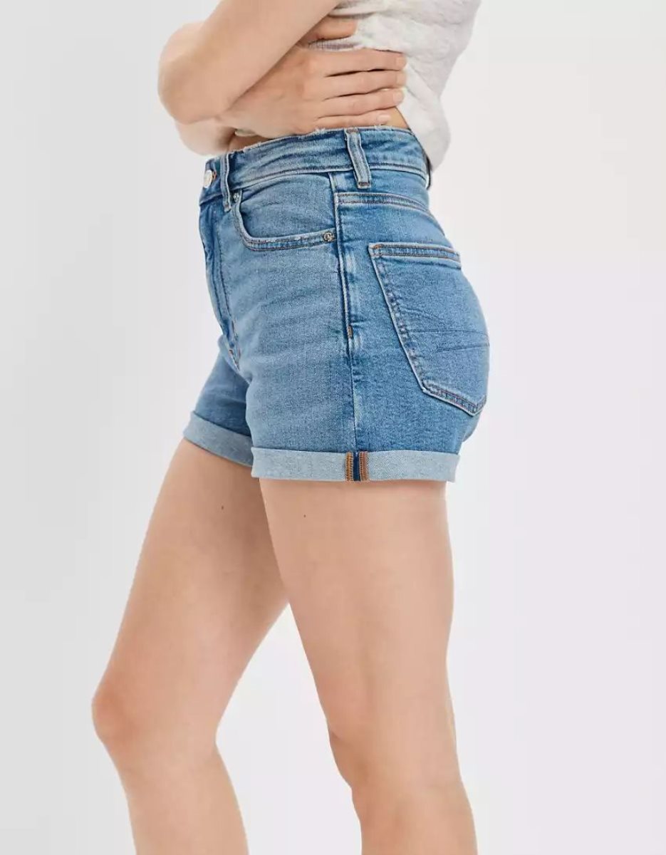 American Eagle AE Stretch Denim Mom GolfShorts Damen Indigo | QHAGL9851