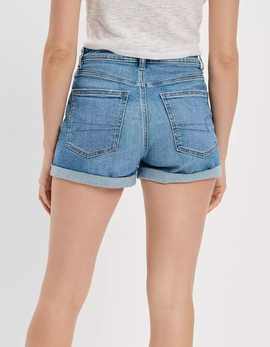 American Eagle AE Stretch Denim Mom GolfShorts Damen Indigo | QHAGL9851