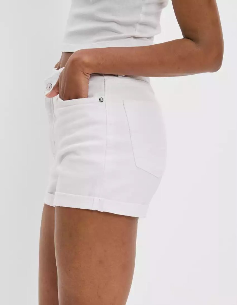 American Eagle AE Stretch Denim Mom GolfShorts Damen Weiß | QHANE3685