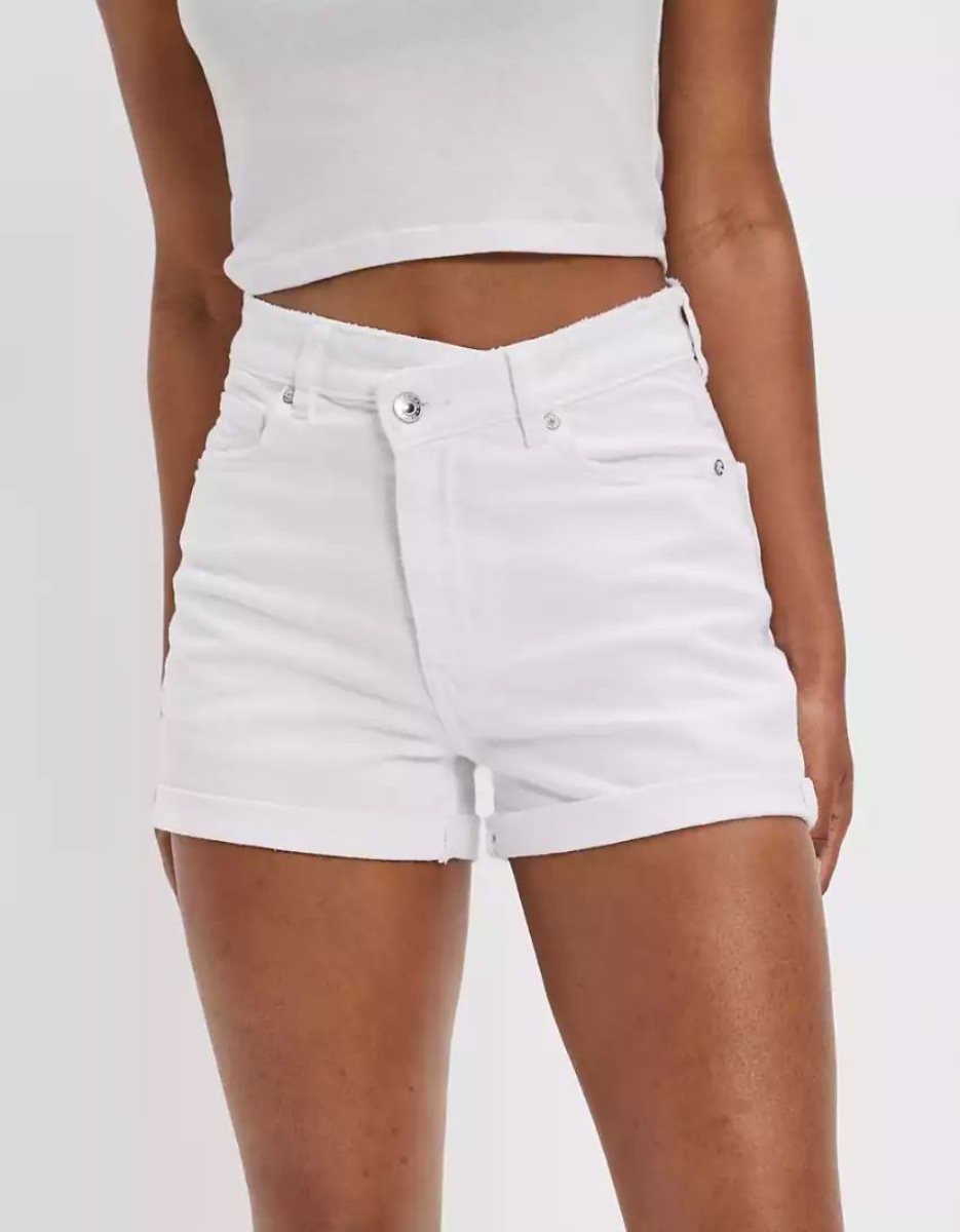 American Eagle AE Stretch Denim Mom GolfShorts Damen Weiß | QHANE3685