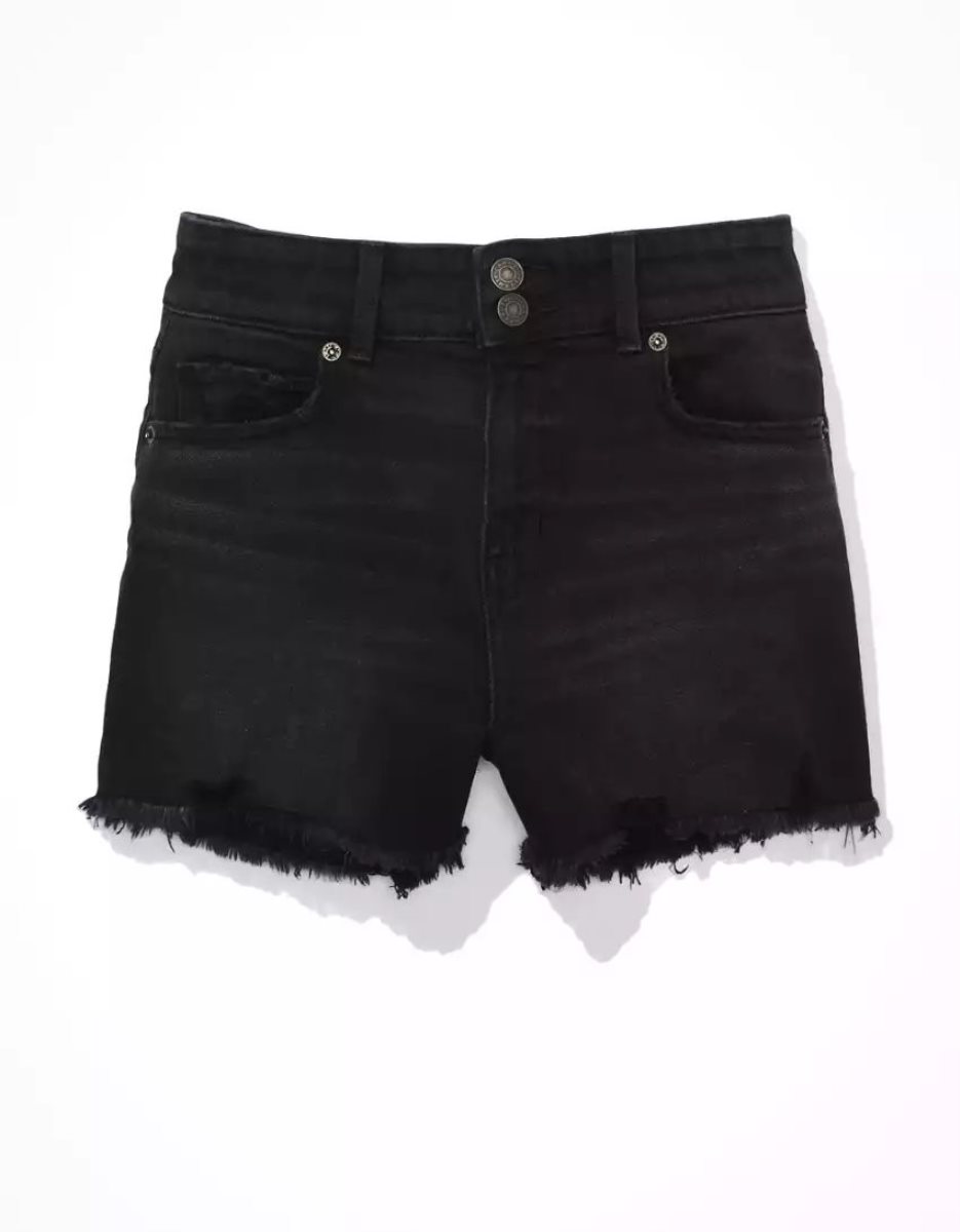 American Eagle AE Stretch Denim Mom GolfShorts Damen Schwarz | TWABR2465