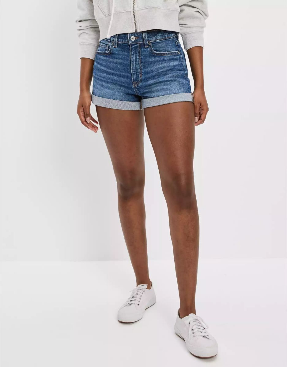 American Eagle AE Stretch Denim Mom GolfShorts Damen Indigo | ZUABX6394