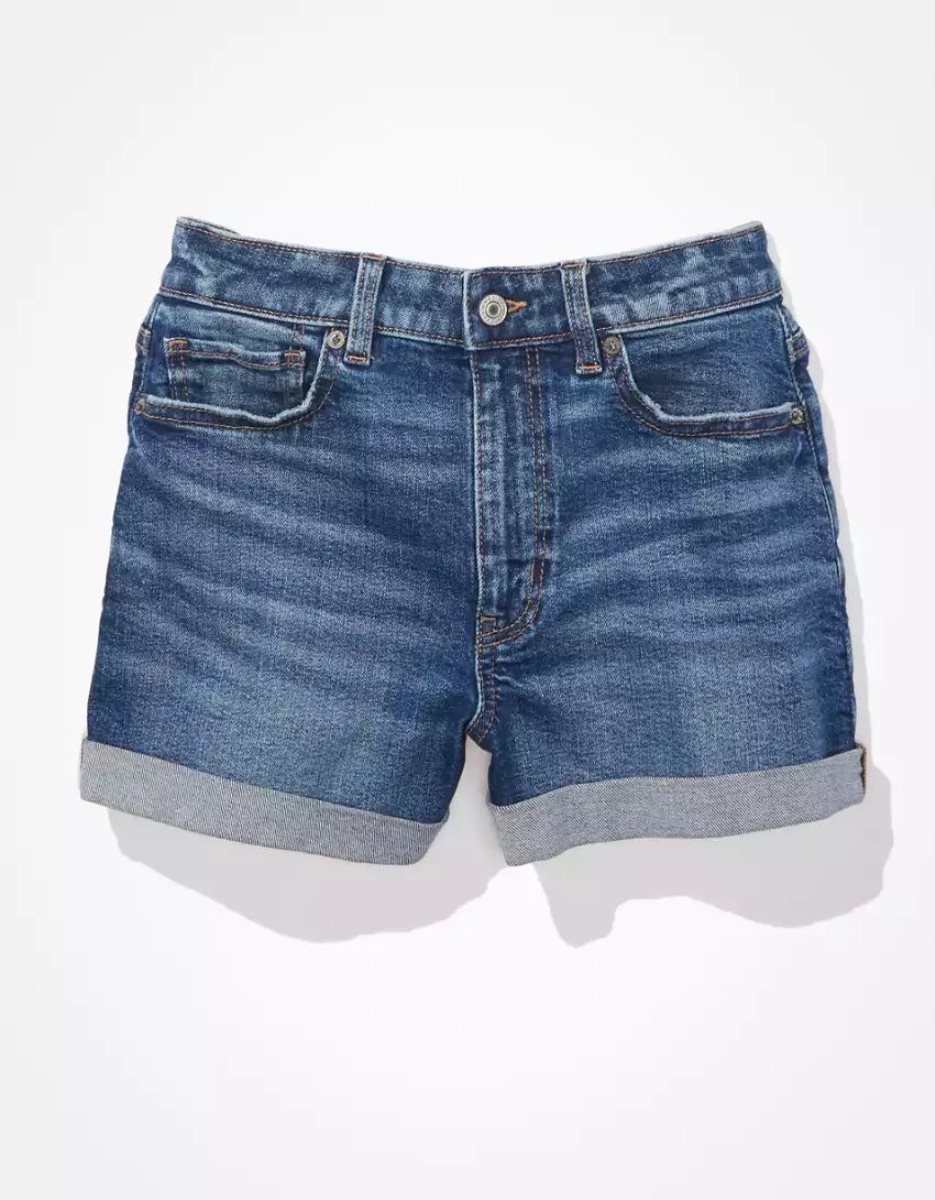 American Eagle AE Stretch Denim Mom GolfShorts Damen Indigo | ZUABX6394