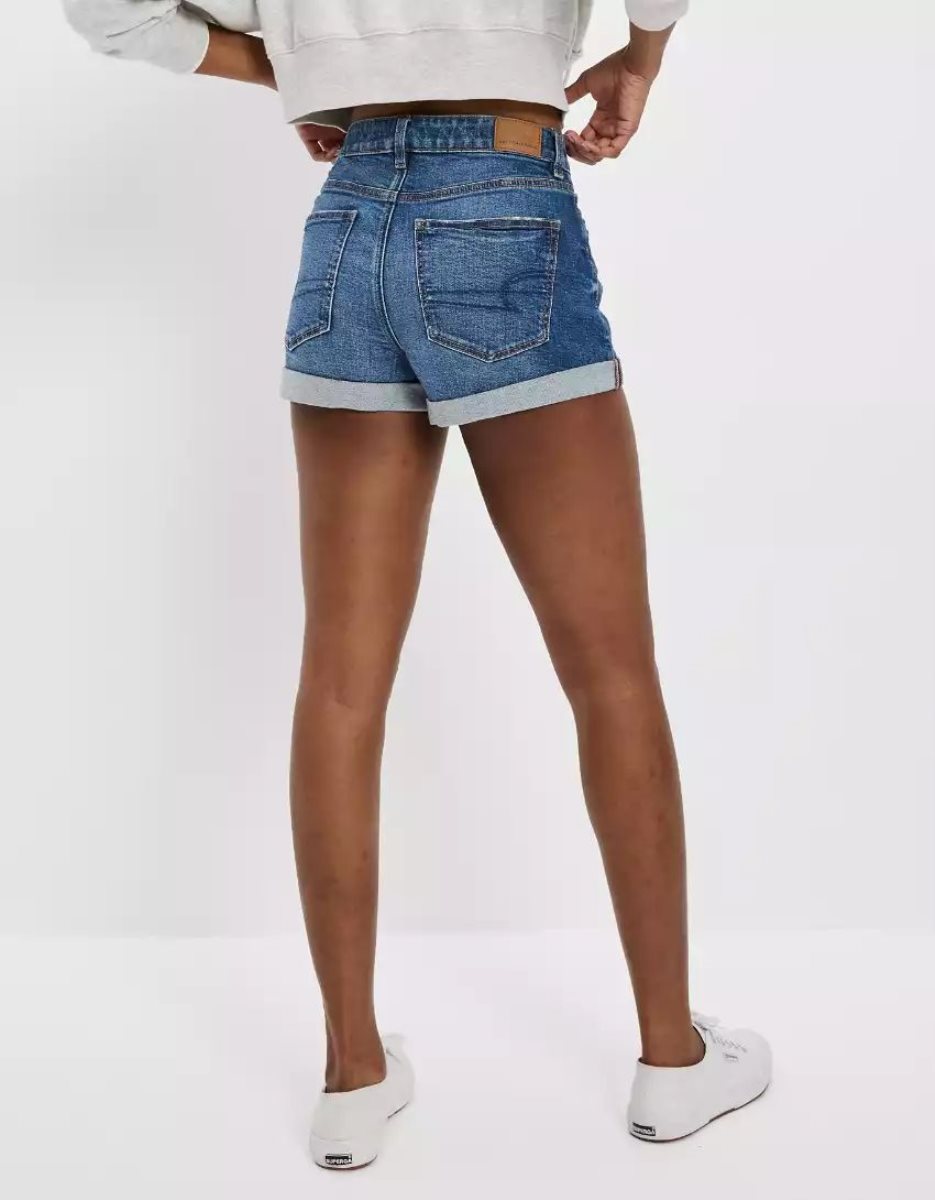 American Eagle AE Stretch Denim Mom GolfShorts Damen Indigo | ZUABX6394